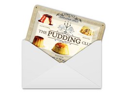 Blechpostkarte Backen 10x14 cm The pudding club Deko Schild
