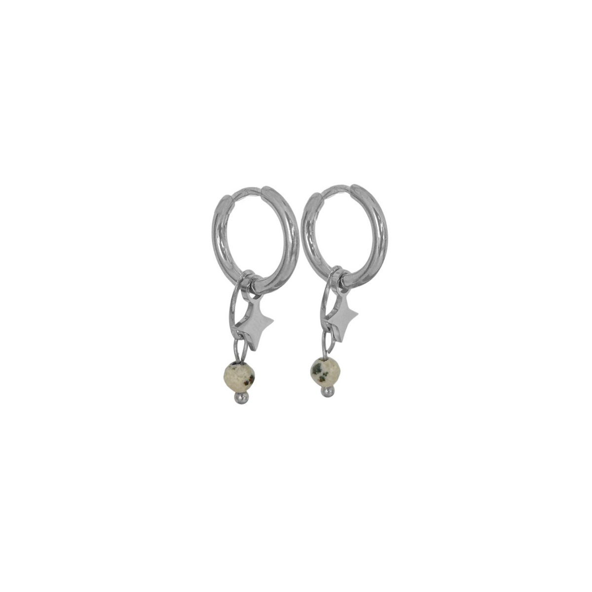 Dalmatian Jasper & Star Earrings - Silver