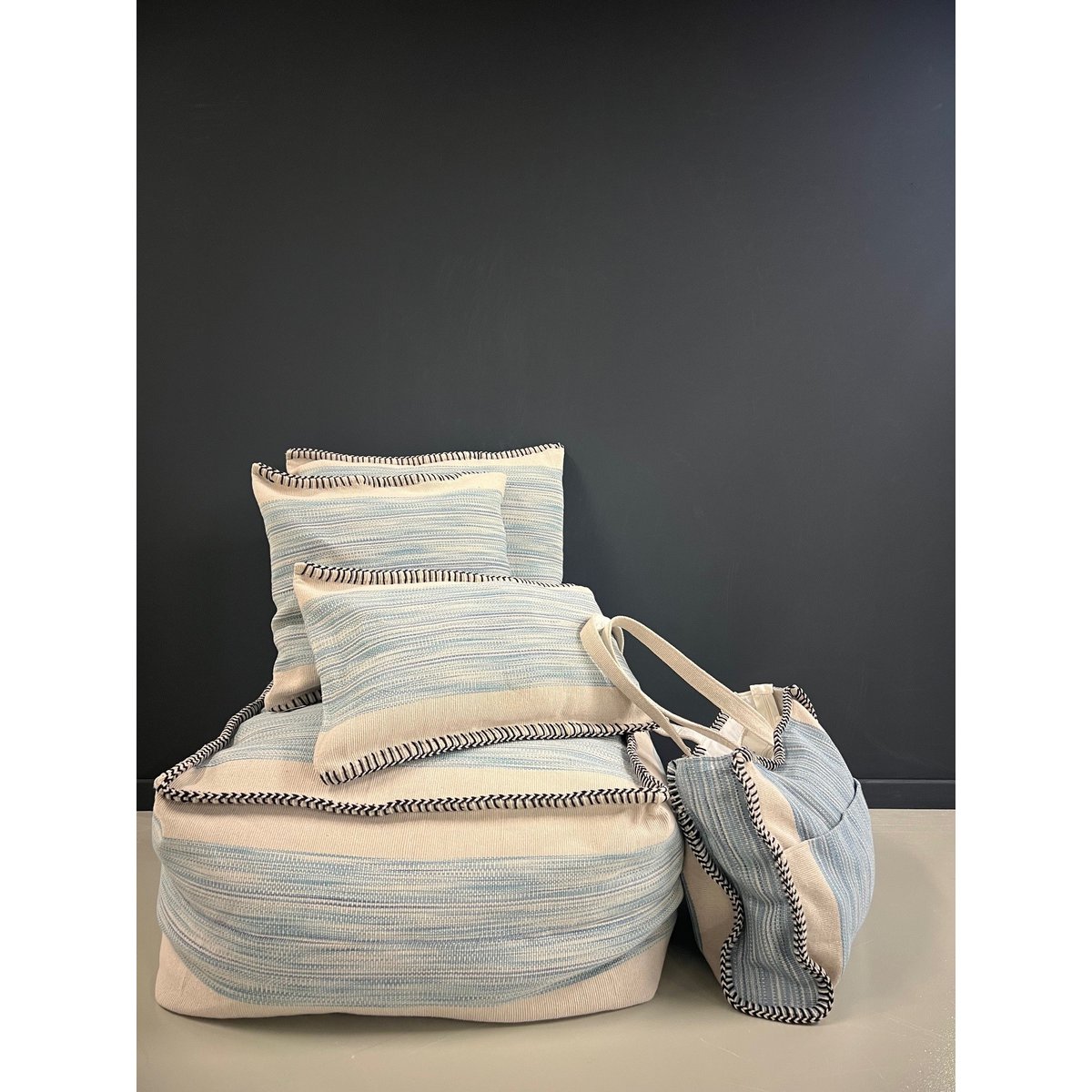 Coussin Azure - Vert Clair Crème