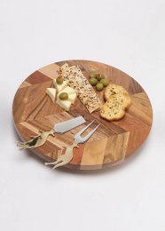 Servierplatte | Erhöhter Akzent aus Akazienholz | Marmor