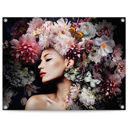 Garden poster Garden poster Woman with flower hat 60x80