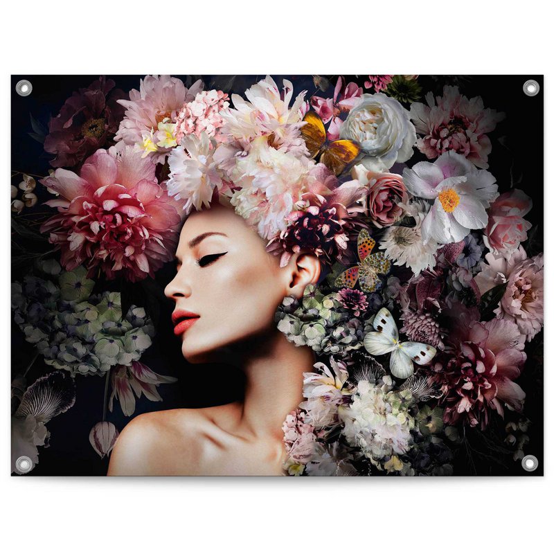 Garden poster Garden poster Woman with flower hat 60x80