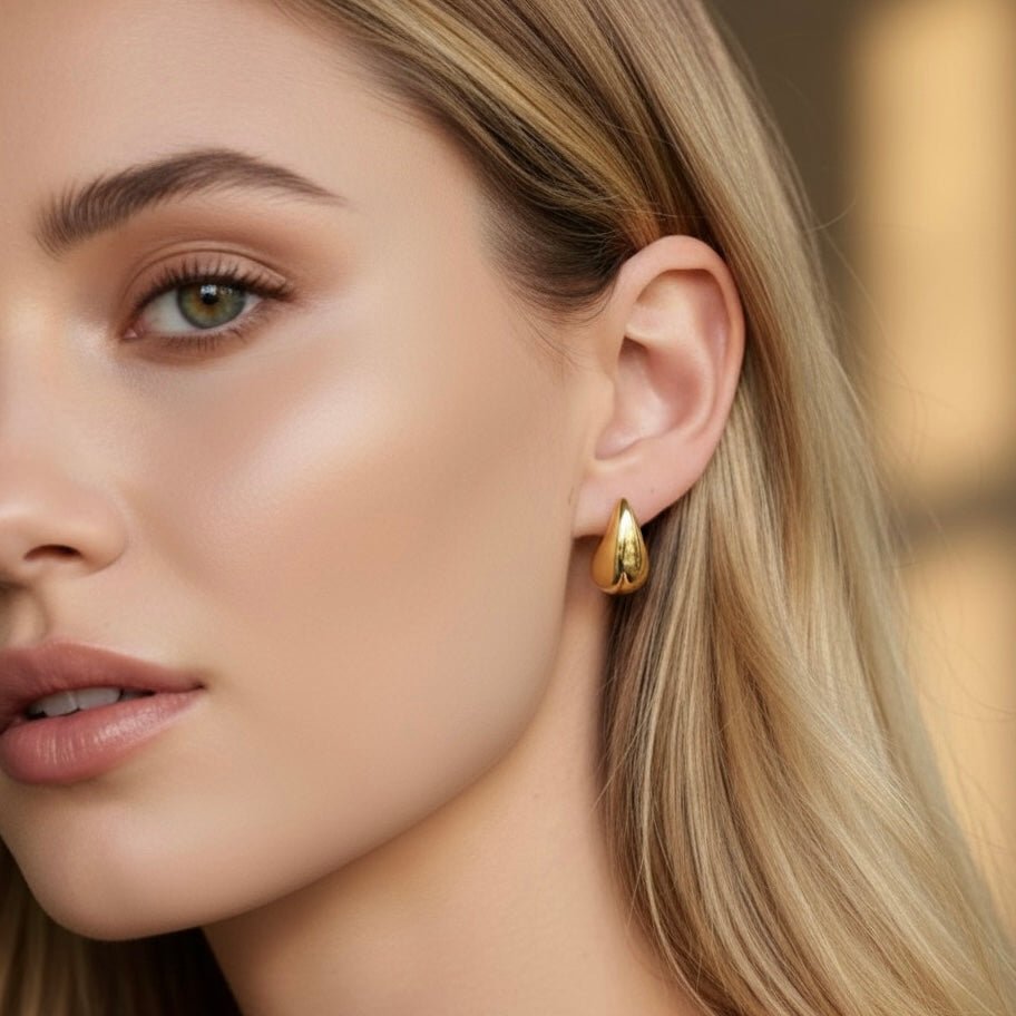 Goccia Bold – Boucles d'oreilles lobe goutte dorées
