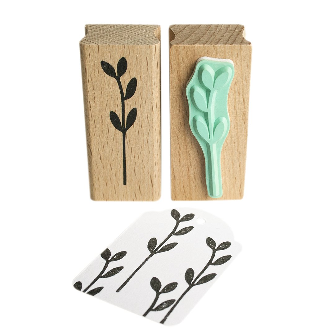 Wooden Stamp of a Stem with leaves
