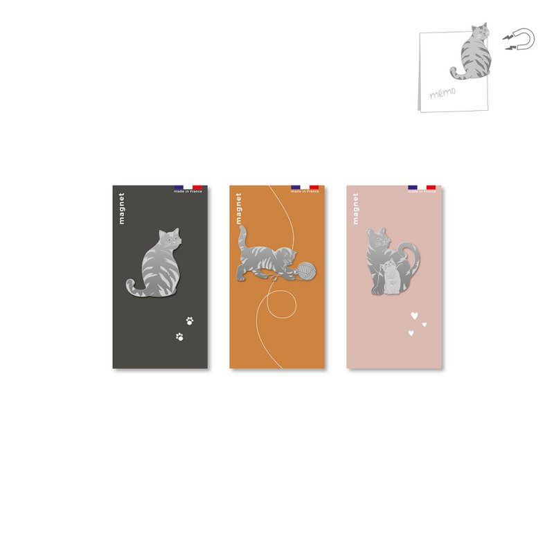 Assortiment van 9 metalen magneten - katten