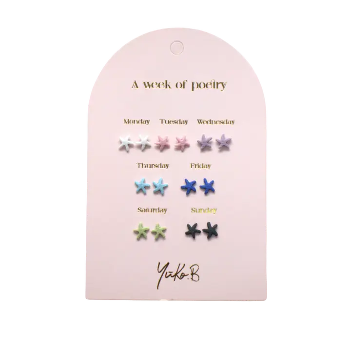 Box of 7 Earrings — Starfish Poetry Week - English