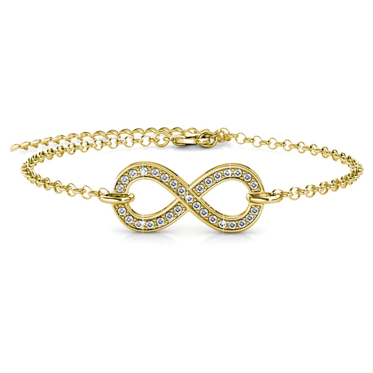 Infinity otto - braccialetto d'oro e cristallino