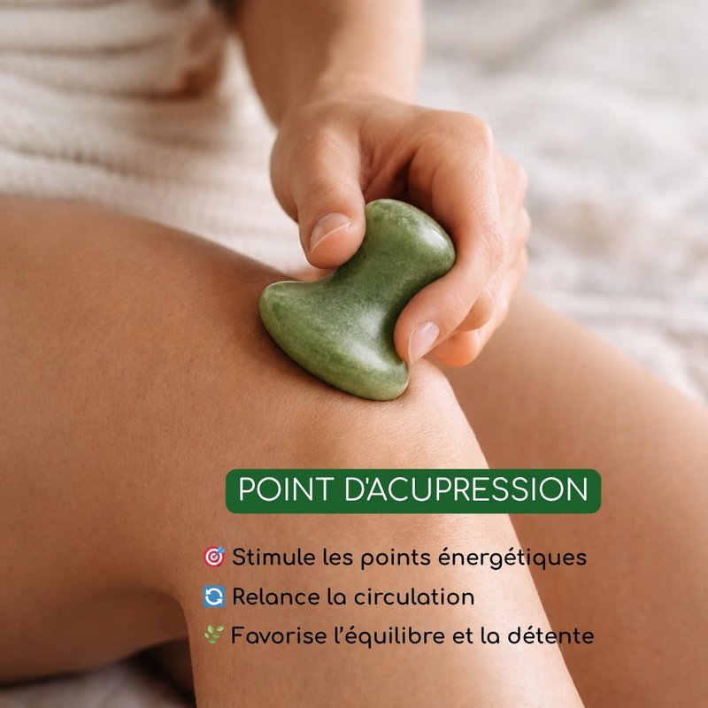 Champi Gua Sha – Green Jade Stone – Relaxation and Massage – Soothing Lifting – Natural Stone – Gift to Give