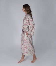 Satin-Robe-Kimono Inspired Almond
