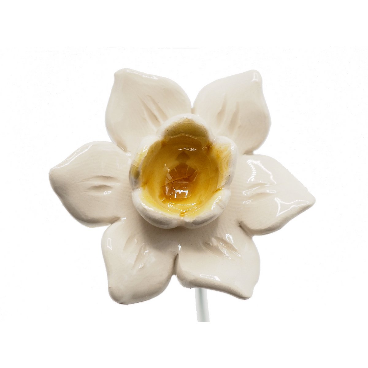 Fiore di narciso in ceramica bianco/giallo 4,5cm
