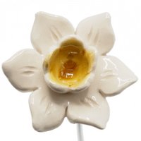 Narzissenblume Keramik weiß / gelb 4,5cm