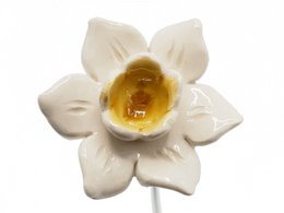 Daffodil flower ceramic white / yellow 4.5cm