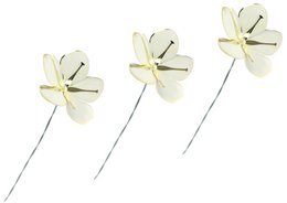  Small white and gold paper flowers, decorative Easter wreath with delicate floral elements.