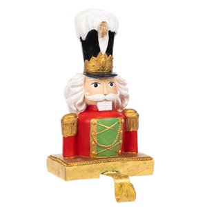 NUTCRACKER STOCKING HOLDER TT RD/GLD 24CM THEDGE