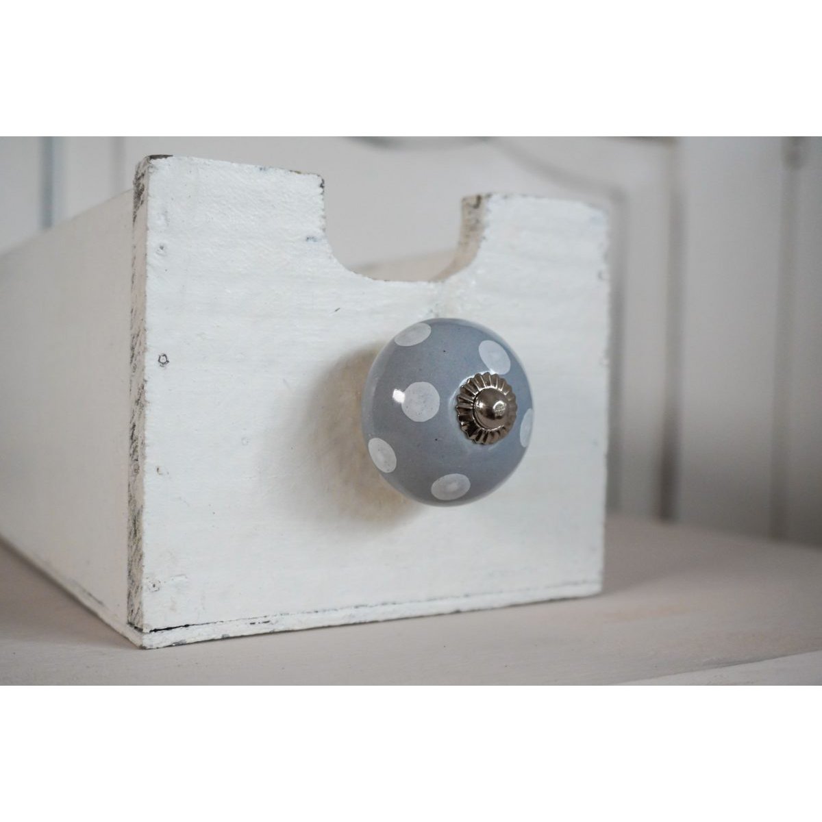 Grey furniture knob with dots 4 cm Isabelle Rose