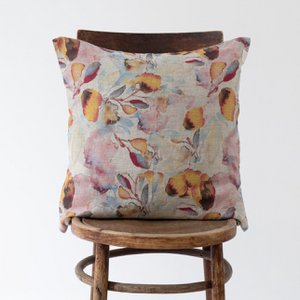 Orange Flow on Natural Linen Cushion Cover