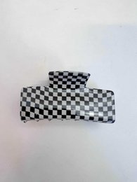  Checkered hair clip, black white pink purple gingham pattern, geometric square design, colorful variants