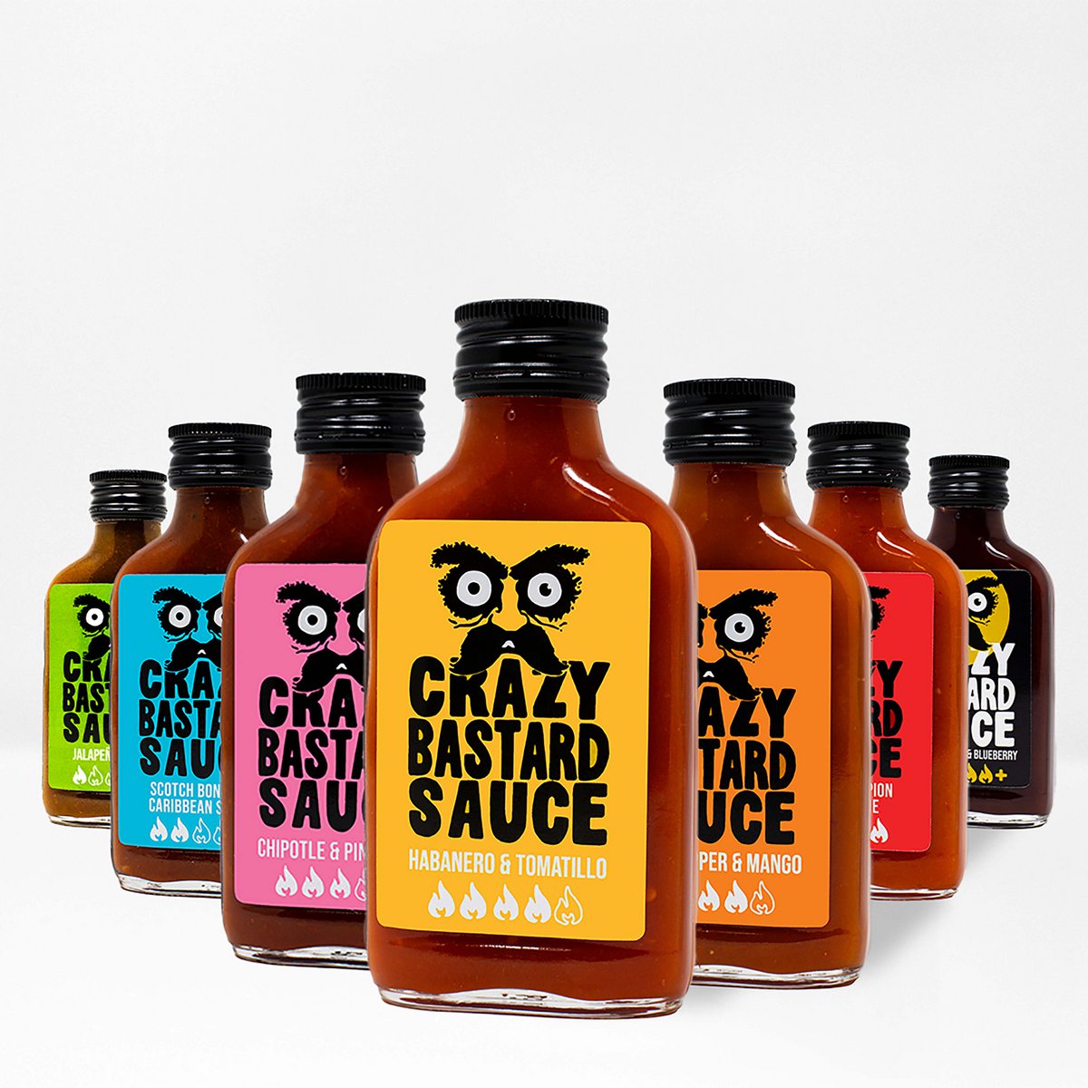 Salsa piccante Crazy Bastard - (7x 100 ml da leggera a molto piccante)