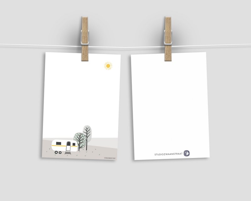 postcard  'yellow caravan'