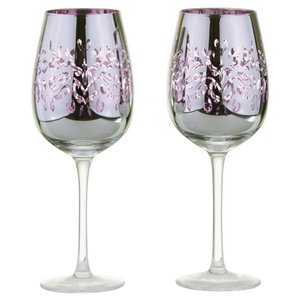Set of 2 Wine Glasses Lilac - Filigree