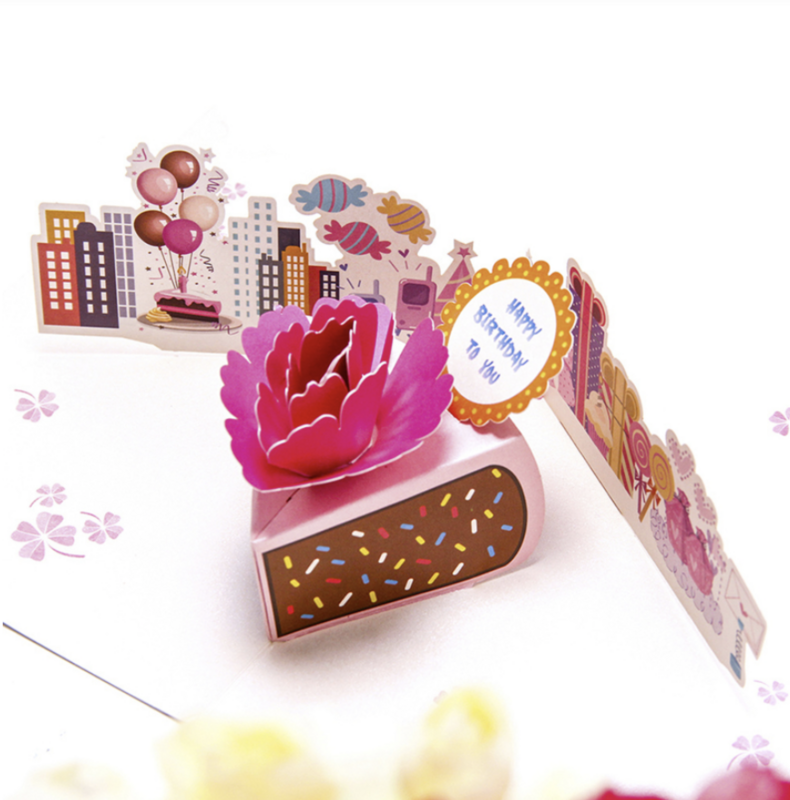 Pop up carte d'anniversaire gâteau d'anniversaire avec décorations Joyeux anniversaire