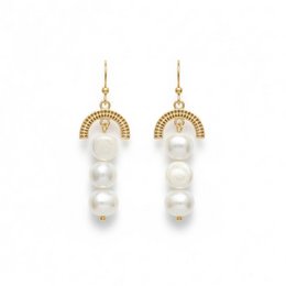 Modern Muse - Orecchini con perle di fiume in acciaio placcato oro – Handmade in Italy