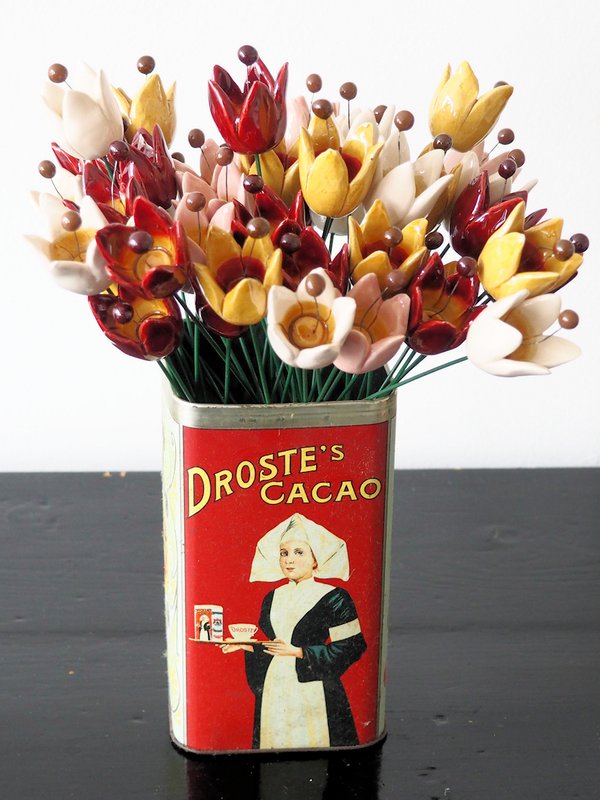 Tulip flower ceramic red 3cm