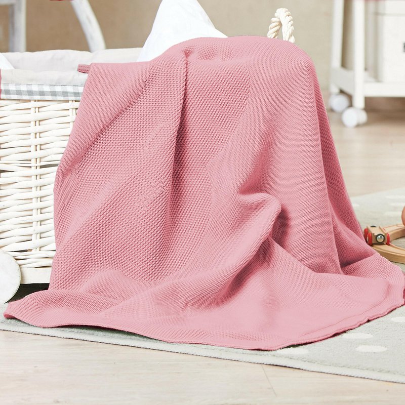 Cadeau couverture bébé baie + hochet rose