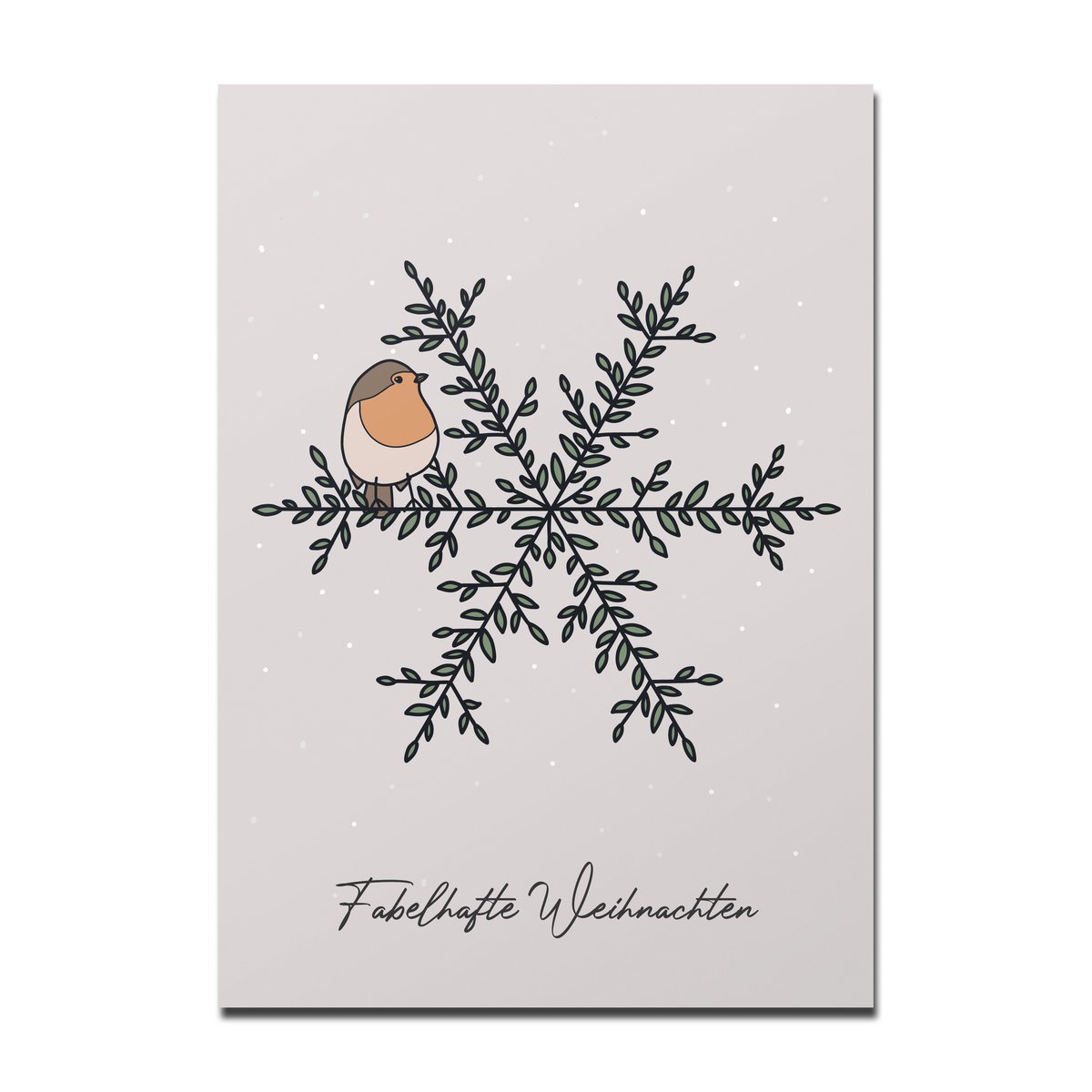 Carte postale flocon de neige rouge-gorge de Noël