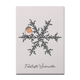 Postkort Jul robin snefnug