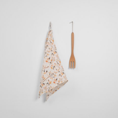 Fall Watercolor Linen Kitchen Towel