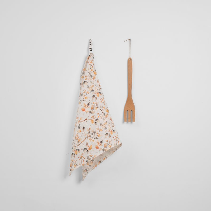 Fall Watercolor Linen Kitchen Towel