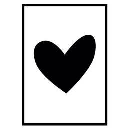 A black heart-shaped graphic on a white background, suitable for wall art or home decor.
