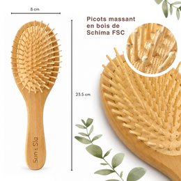 Wooden Hairbrush - Detangling, Anti-Static and Eco-Friendly - 109 Soft Pins on Cushion for Pleasant Brushing with Massaging Effect