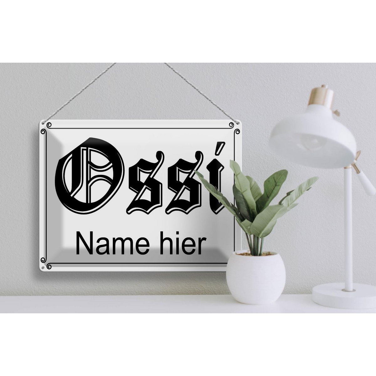 Tin sign saying 40x30cm Ossi name here GDR