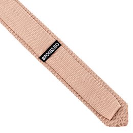 Rosenquarz-Strickkrawatte und Einstecktuch-Set