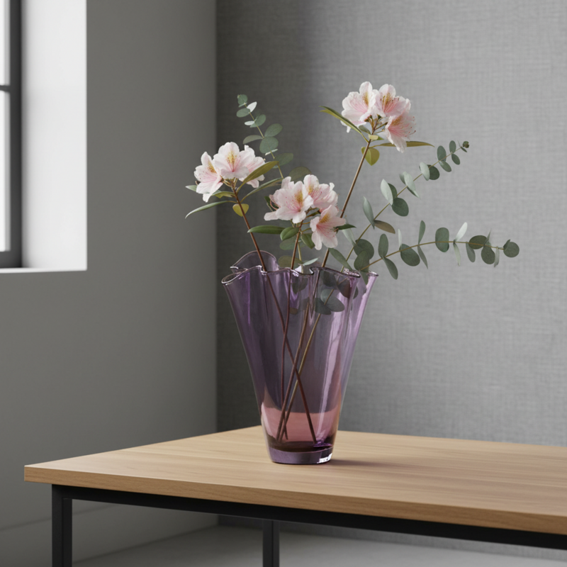 Vase glas bølget violet glas vase bord vase lilla