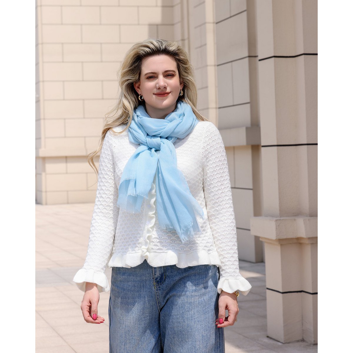 Basic scarf light blue