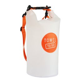 TOWEL TO GO Roll N Go Dry Bag 5L | Wasserdichte transparente Strand-Pool-Surftasche | Orange