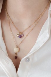 Jade & Granaat Ketting - Goud