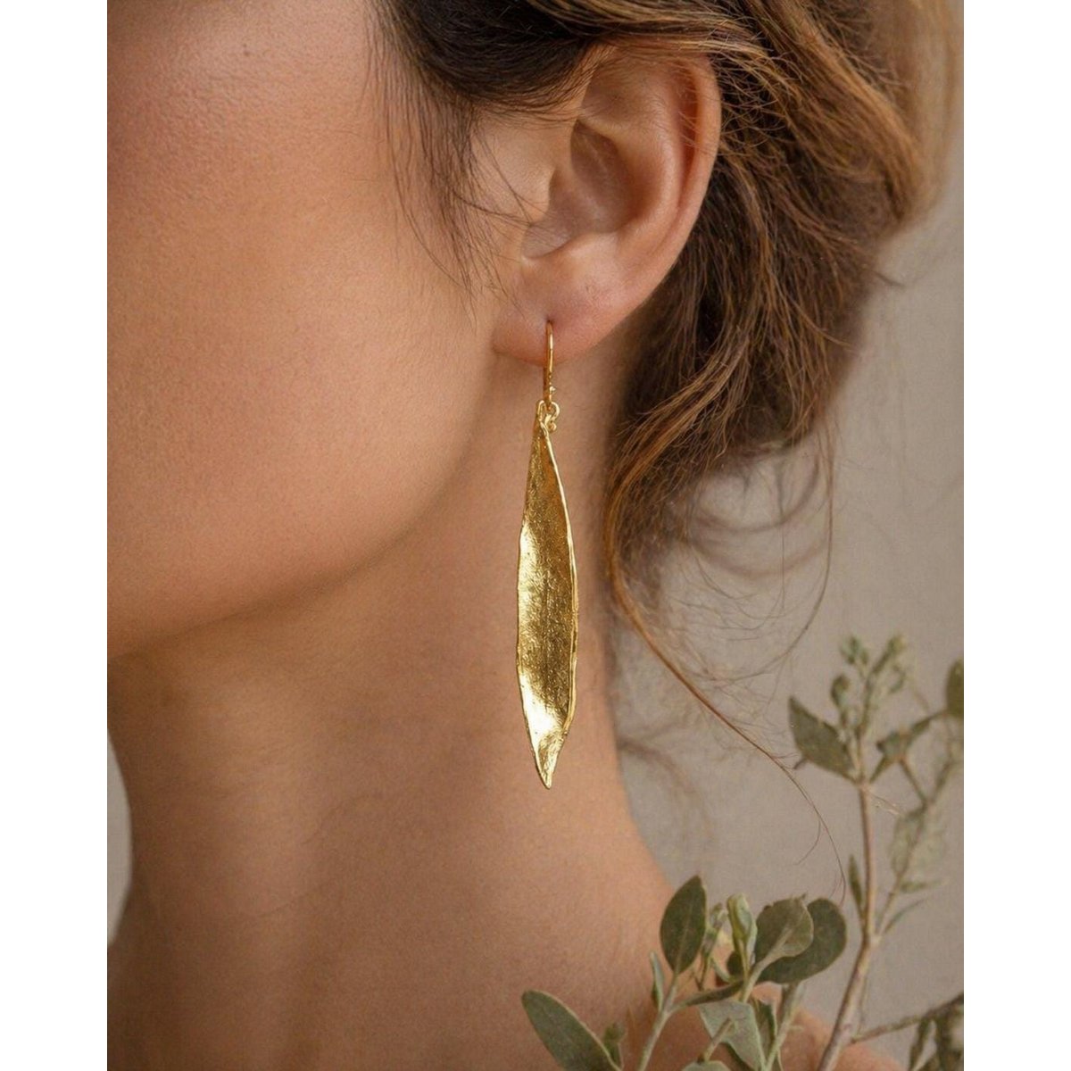 Gold Olive Leaf Earrings, 14K Gold Plated Jewelry, Dangle Earrings, Handmade Boho Jewelry Gift, Birthday Gift for Women, Nature Inspired