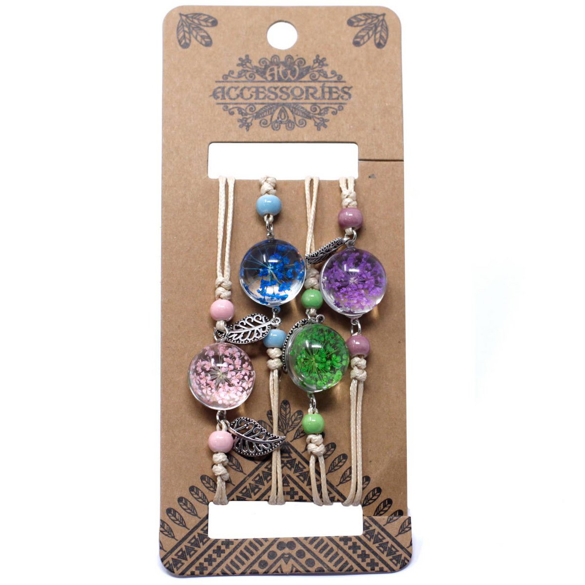 PFJ-10 - Pressed Flowers - Pretty Flower & Leaf Braclet