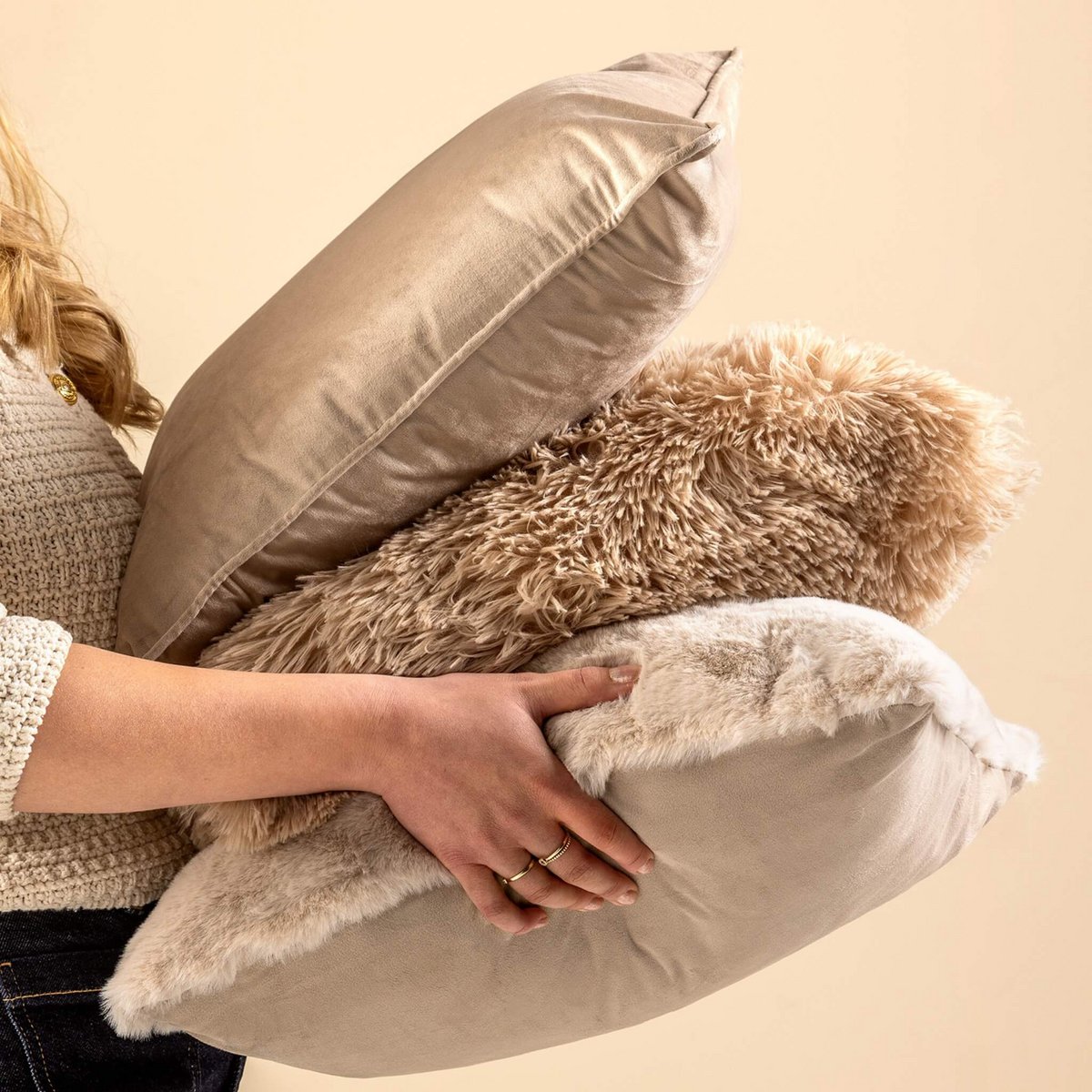 Dutch Decor ZAYA - Cushion 45x45 cm Pumice Stone - beige