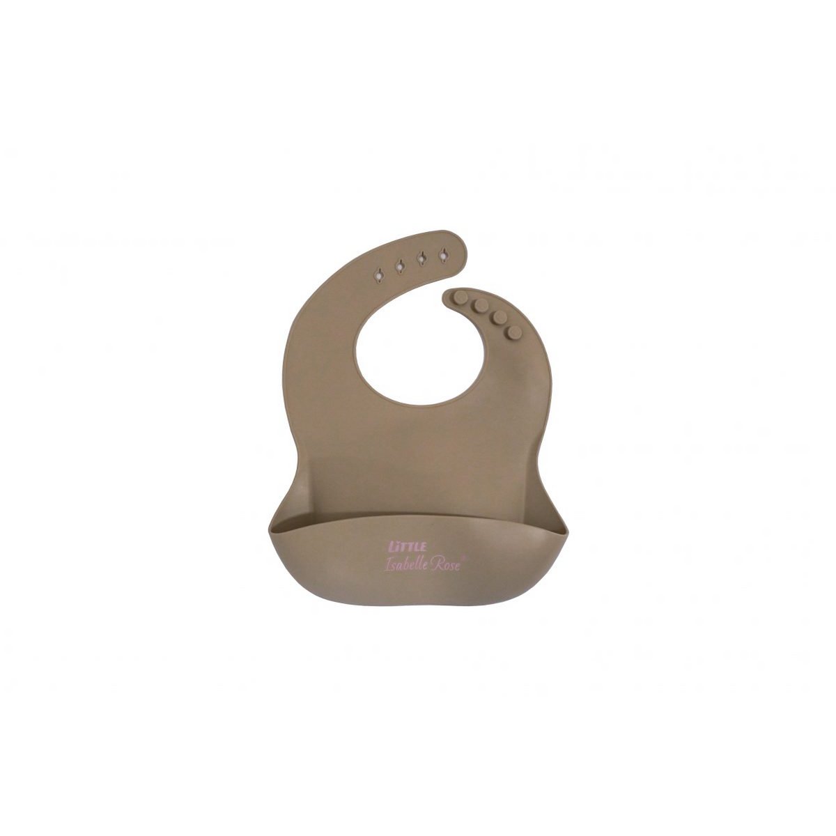 Bavoir en silicone beige 30x23 cm Petite Isabelle Rose