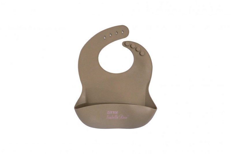 Bavoir en silicone beige 30x23 cm Petite Isabelle Rose