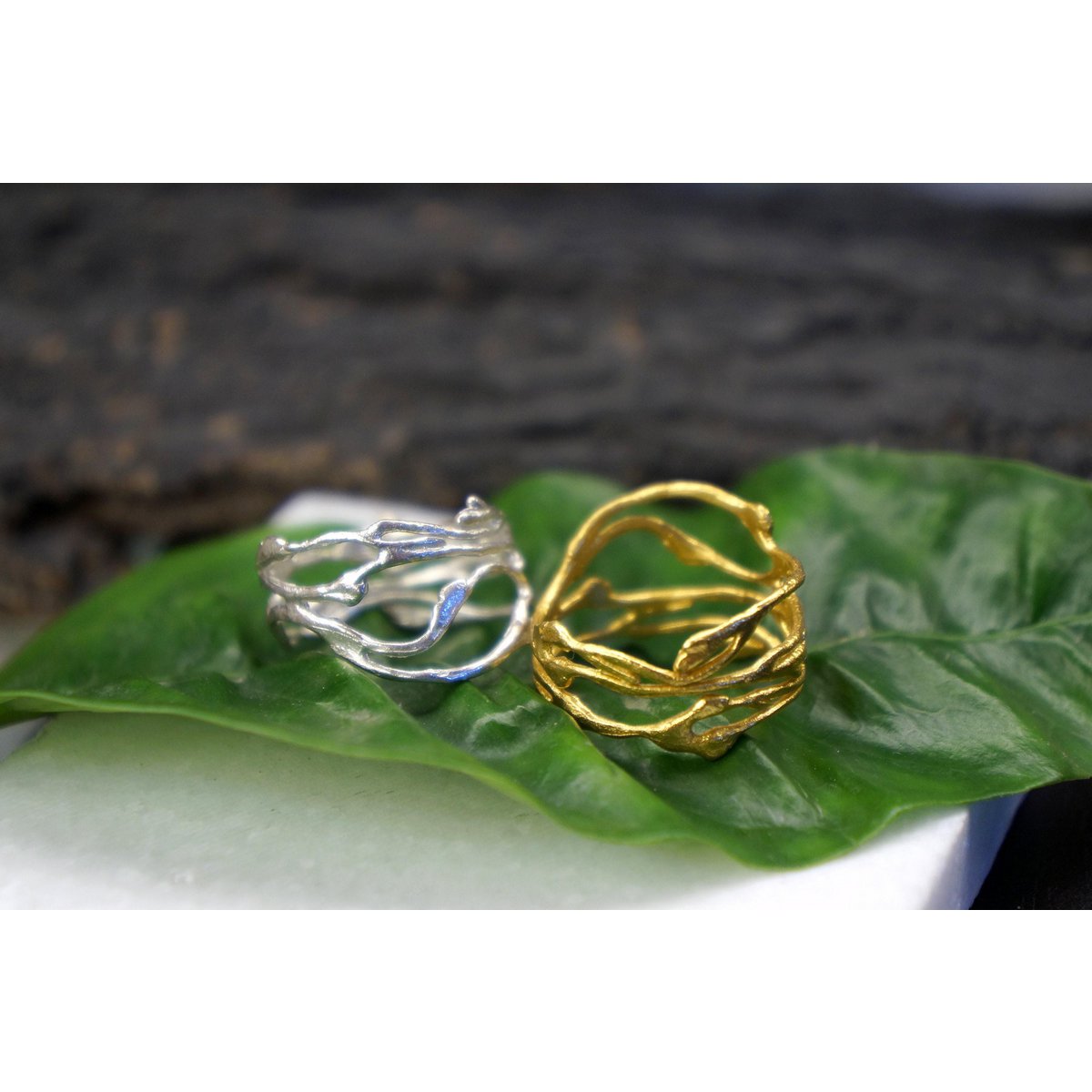 Silberner Jasminring, Sterlingsilber-Schmuckring, vergoldeter Astring, Geschenk für Sie, Geburtstagsgeschenk für Frauen, handgefertigter Boho-Schmuck