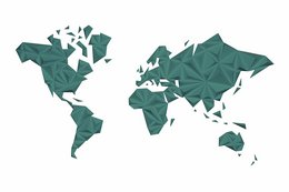 A large, forest green world map with varying sizes available.