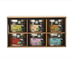 Discovery box of 6 organic flavored salts