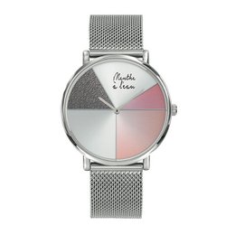 L'Indécise ur Pink design krom mesh armbånd