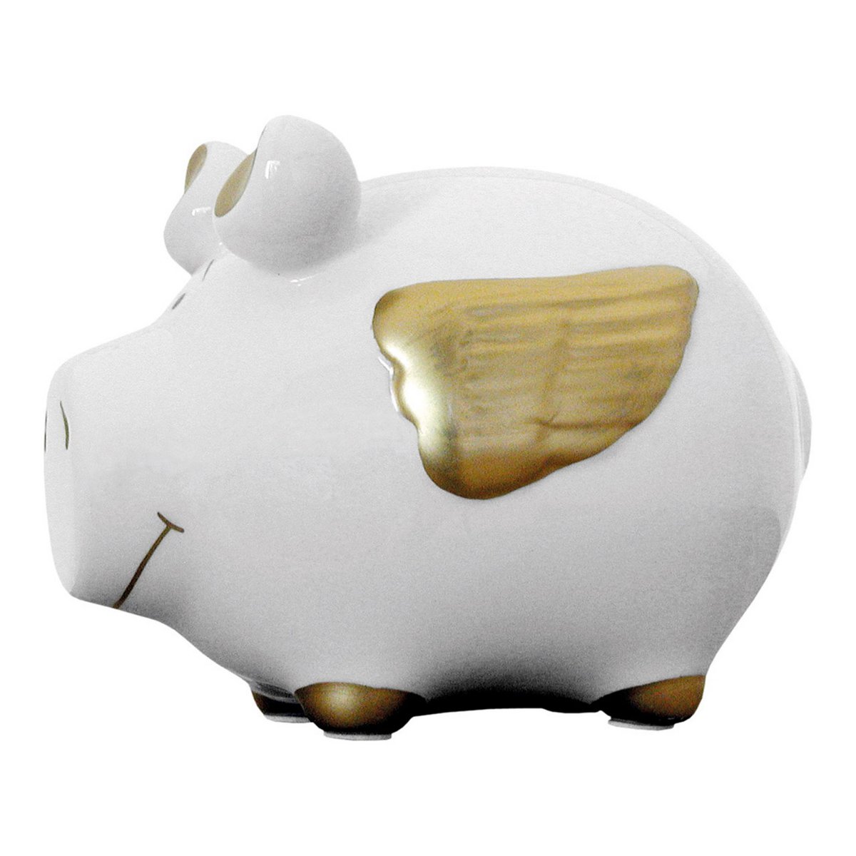 Spaarvarken Company engel varken van keramiek, wit/goud (B/H/D) 12,5x9x9 cm klein varken